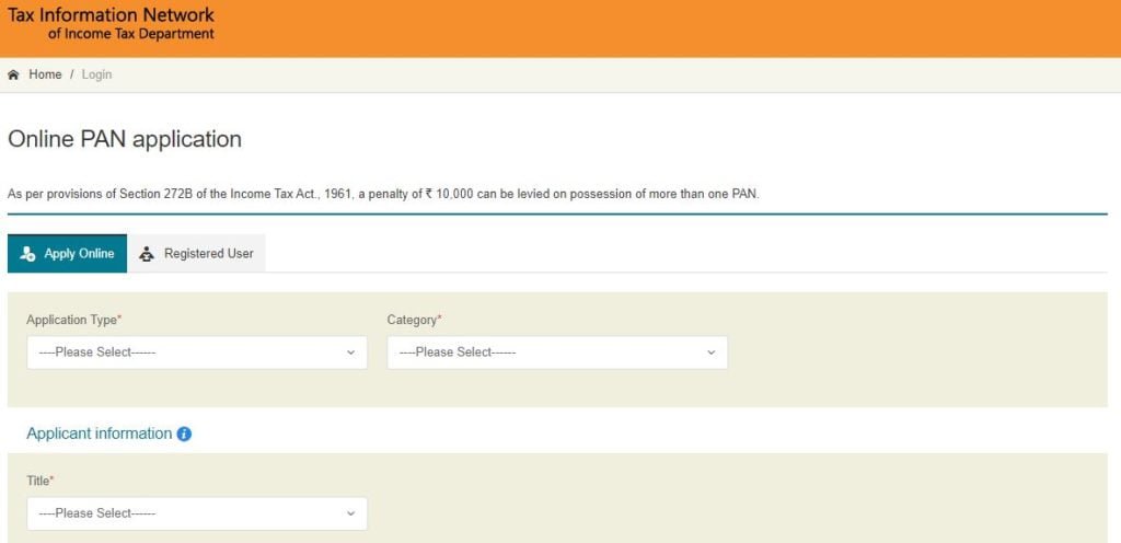 PAN CARD ONLINE APPLY