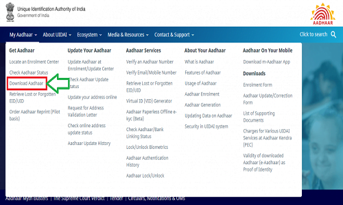 e aadhar card download