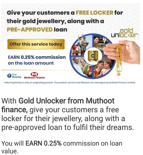 Paynearby gold loan commissions