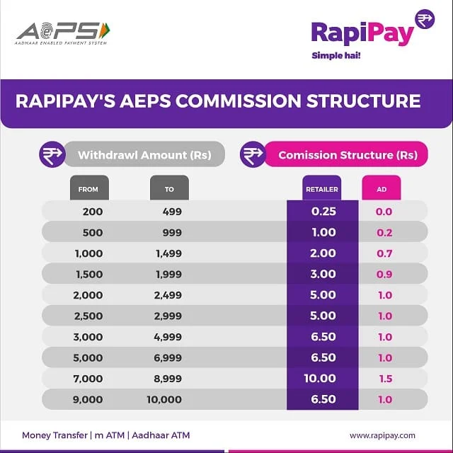 rapipay aeps commission