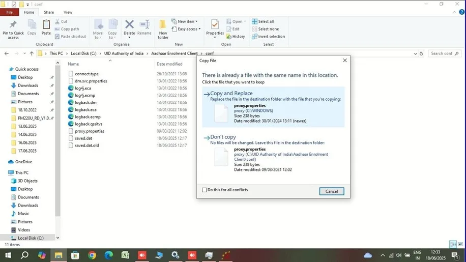 Aadhaar Proxy Properties file Replace