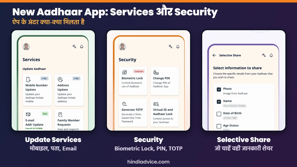 New Aadhaar App के Update Services, Security और Selective Share फीचर
